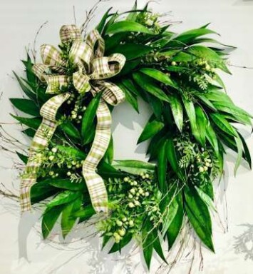 Green Wreath with Bow