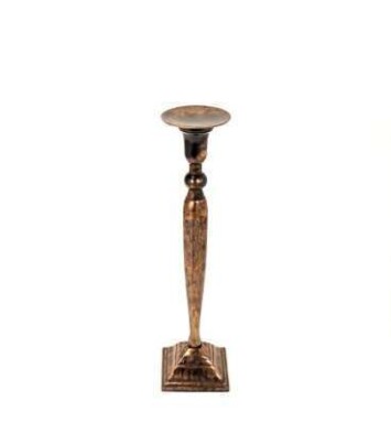 9" Sleek Bronze Pillar Candle Holder