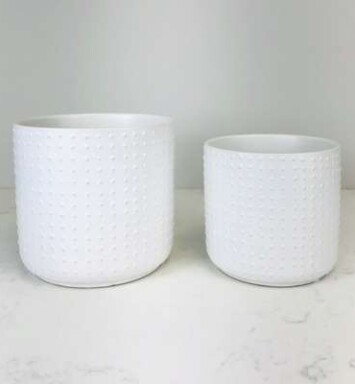 White Studded Ceramic Planter