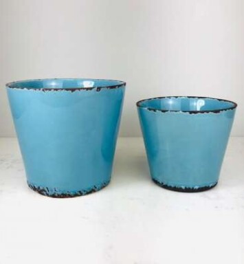 Blue Crackle Planter