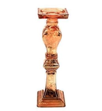 26" Mercury Glass Rose Gold Pillar Candle Holder