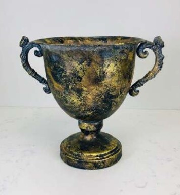 Black and Gold Leaf Handled Urn